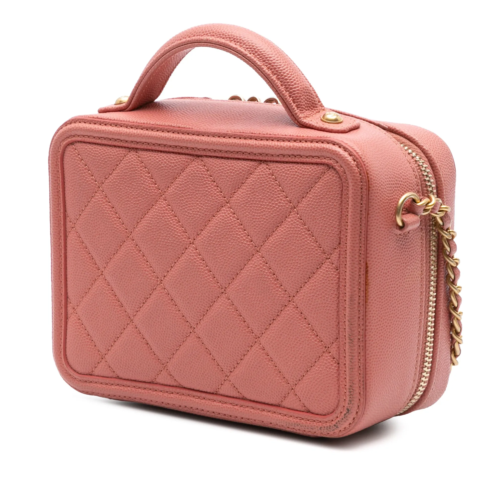 Small Caviar CC Filigree Vanity Bag