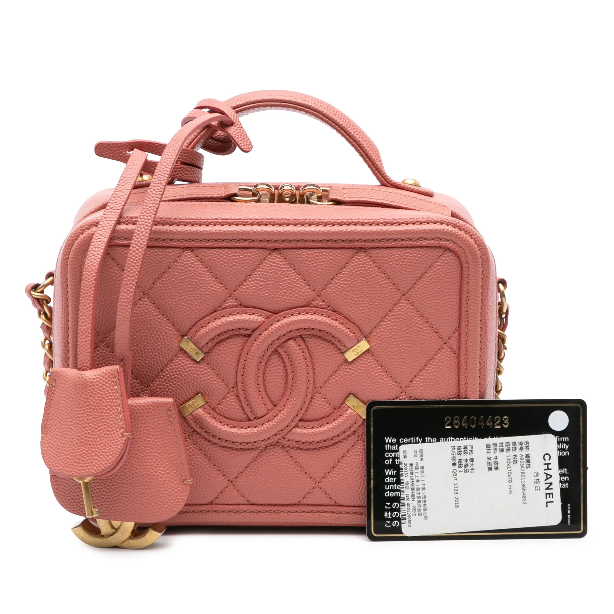Small Caviar CC Filigree Vanity Bag