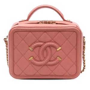 Small Caviar CC Filigree Vanity Bag