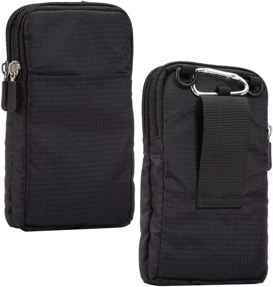 Small Crossbody Bag Cell Phone Purse Wallet, Cell Phone Holder for Waist Clip, 6.0 Sport Travel Messenger Bag Crossbody Purse with Shoulder Strap Zipper Belt Clip Holder with Locking Carabiner Hook