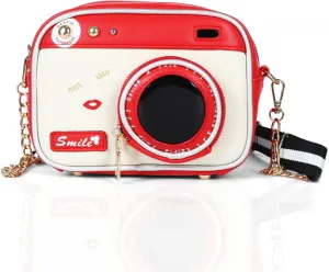 Small Crossbody Purses for Women Trendy PU Leather, Guitar Strap Shoulder Handbag Purse Crossbody Camera Bag with Cute Design