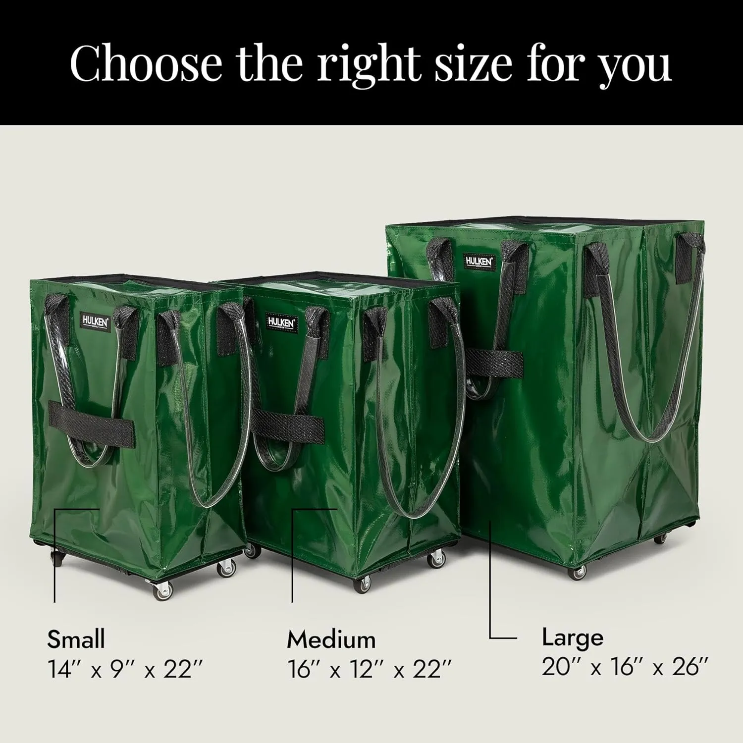 (Small, Forest Green) Reusable Grocery Bag On Wheels, Shopping Trolley, Rolling Tote, Zipper Closure, Lightweight, Carries Up to 66 lb, Folds Flat