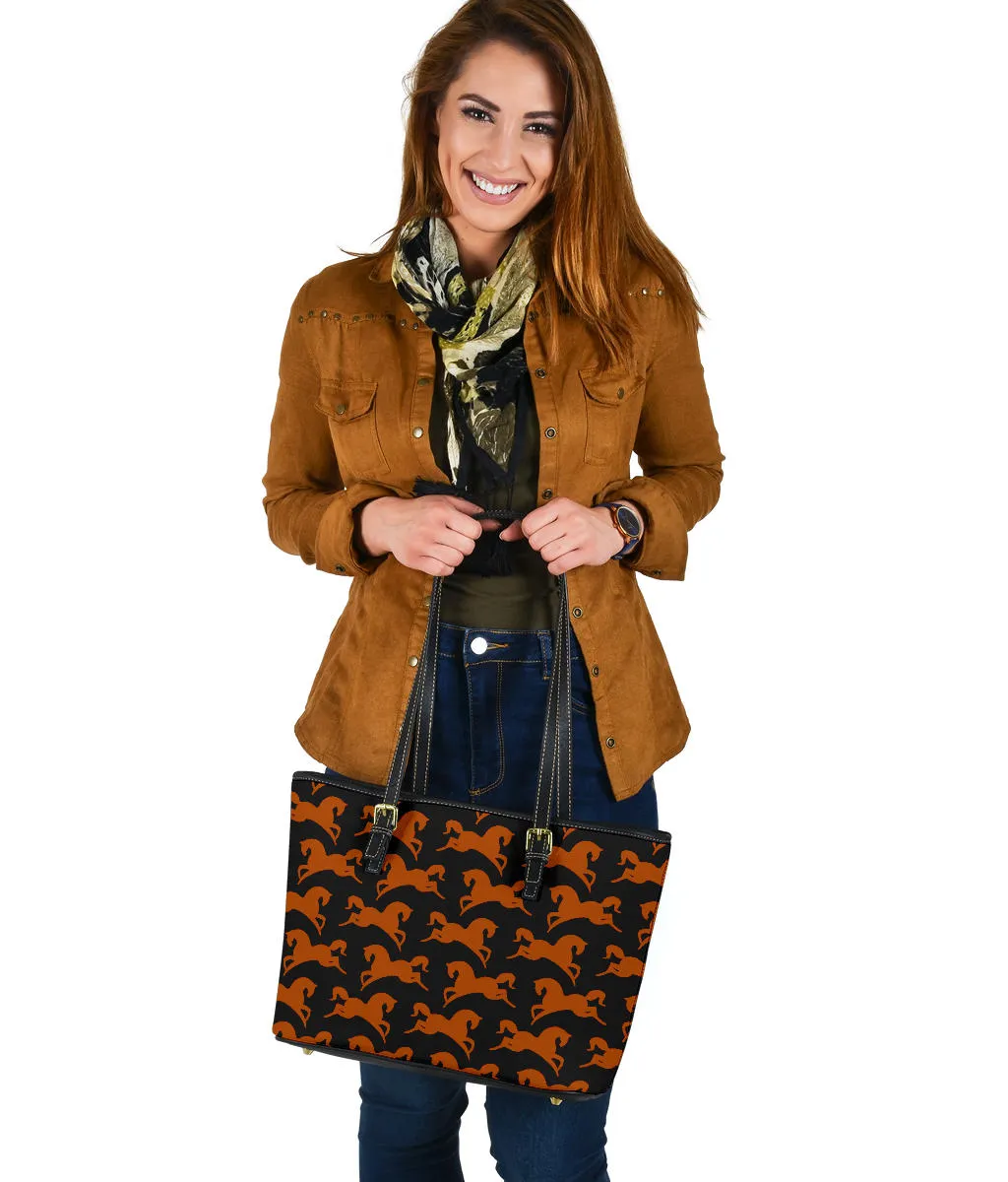 Small Leather Tote Bag - Prancing Horses