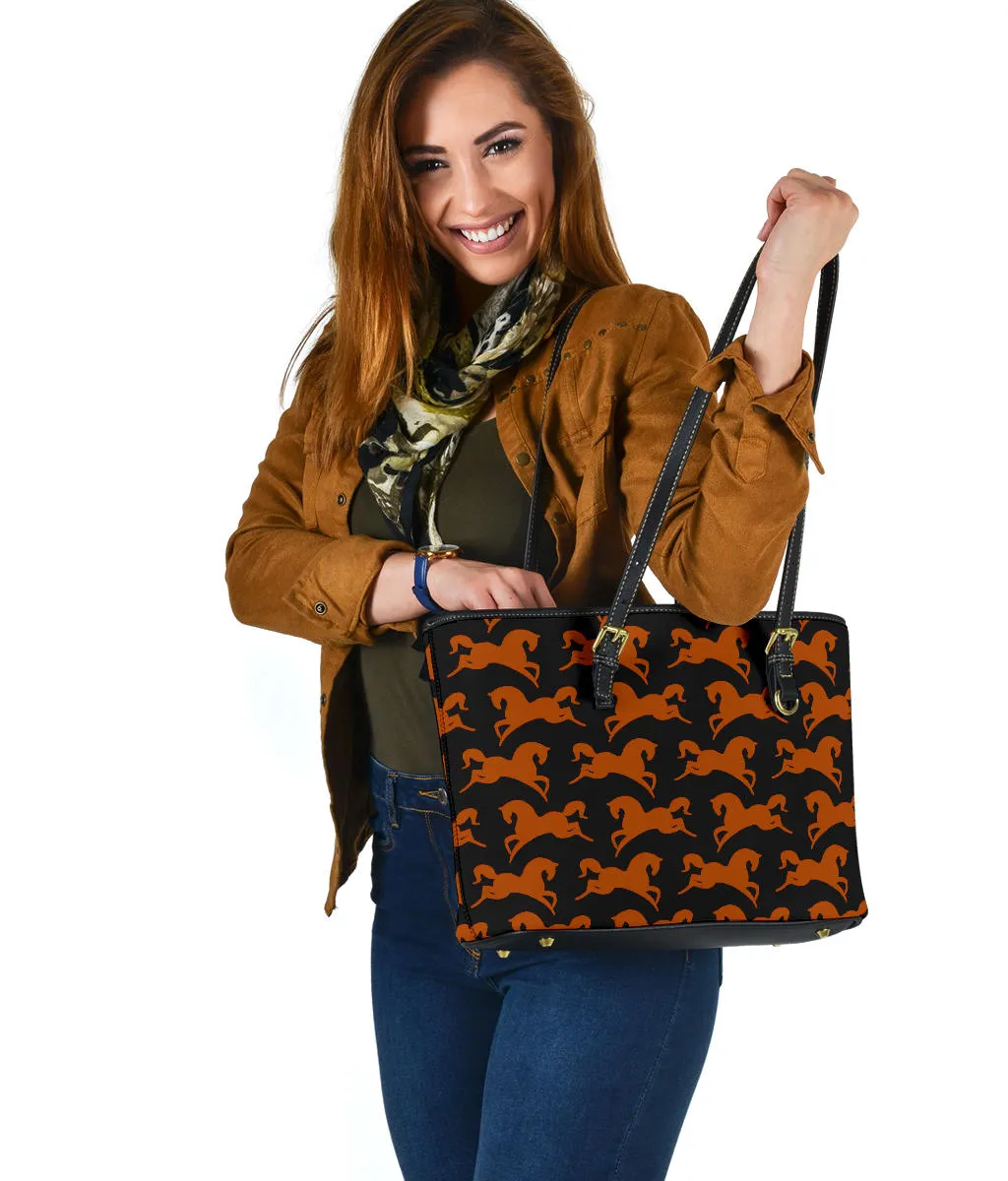 Small Leather Tote Bag - Prancing Horses