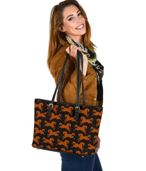 Small Leather Tote Bag - Prancing Horses
