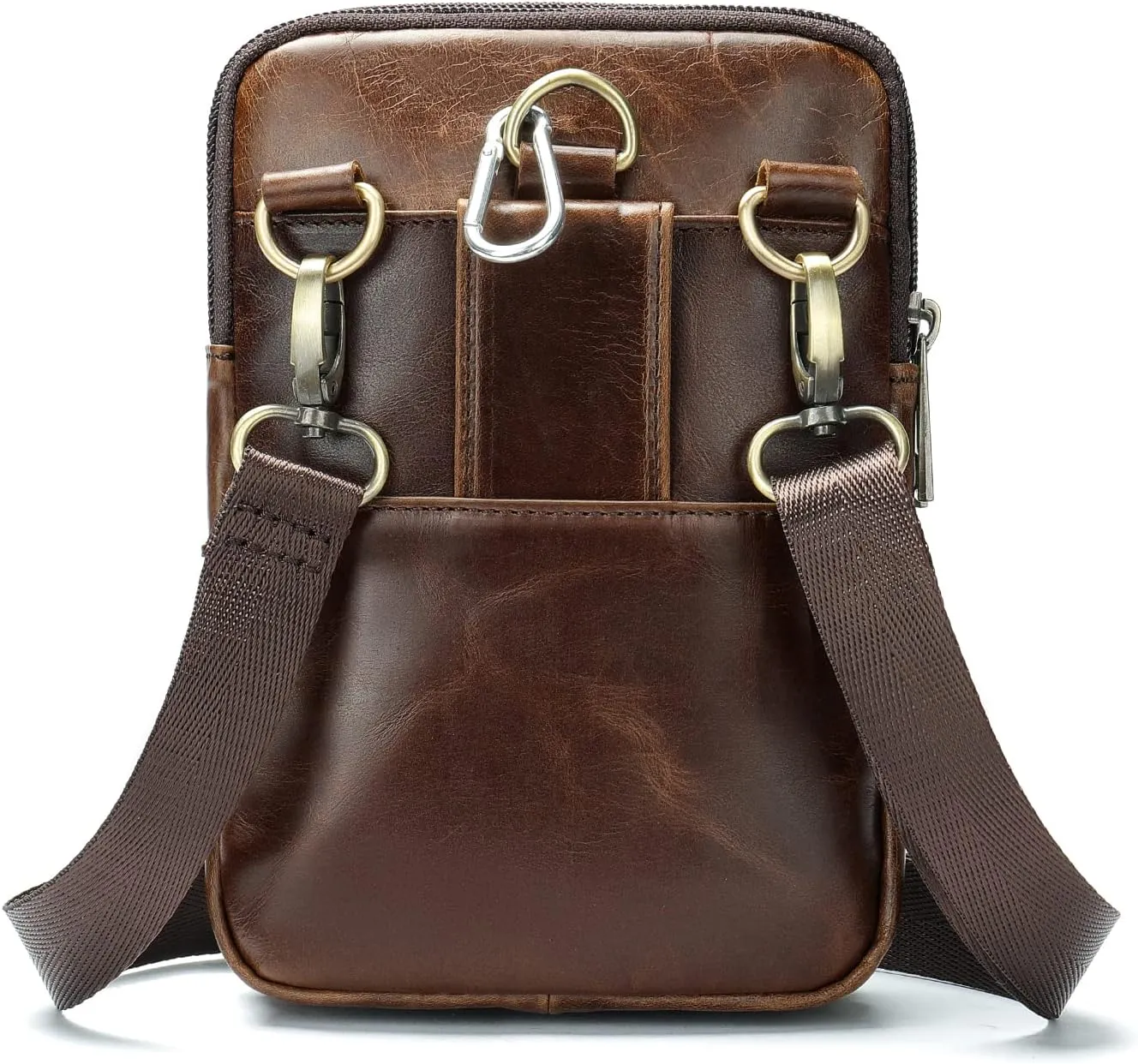 Small Shoulder Crossbody Bag Mens Leather, Mobile Phone Waist Bag Leather, Outdoor Sport Travel Sling Chest Bag Leather Cross Body Purse Messenger Bag Belt Clip Holster Wallet Belt Loop Waist Pouch
