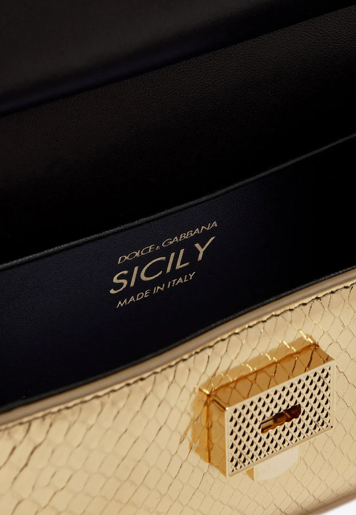 Small Sicily Python Print Leather Top Handle Bag