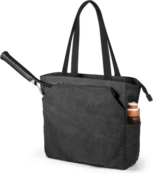 SMRITI Tennis Tote Bag Canvas, Large Sports Handbag Tennis Racket Bag for Women, Portable Tennis Racquet Shoulder Bag for Badminton, Pickleball, Padel