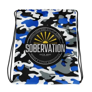 Sobervation Blue Camo Drawstring Bag – Empowering On-the-Go Sobriety Gear