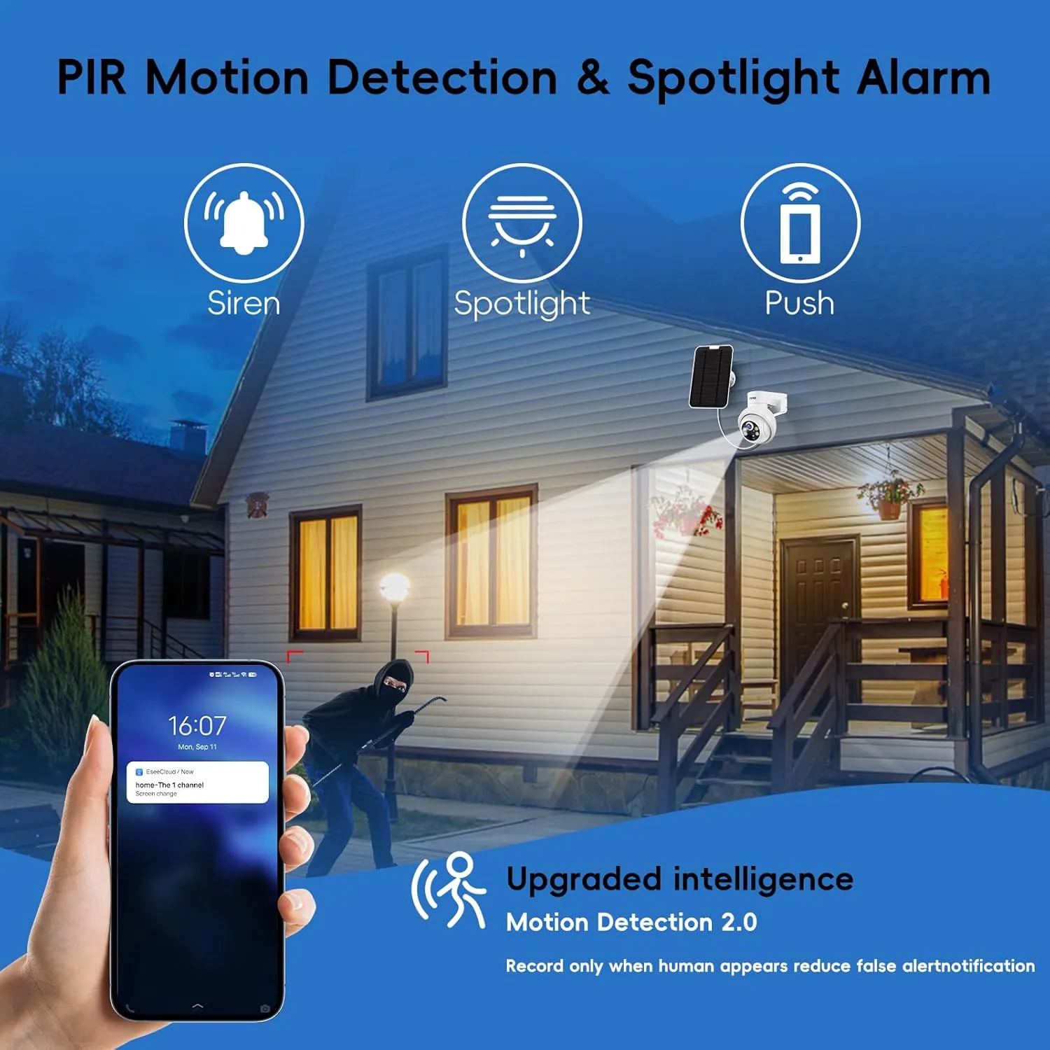 Solar Security Camera System Outdoor with 10in LCD Monitor,4-Cam Kit Wireless, Battery Powered Cameras for Home Security with 128GB,PIR Detection,360° View, 2.5K Color Night Vision, No Subscription