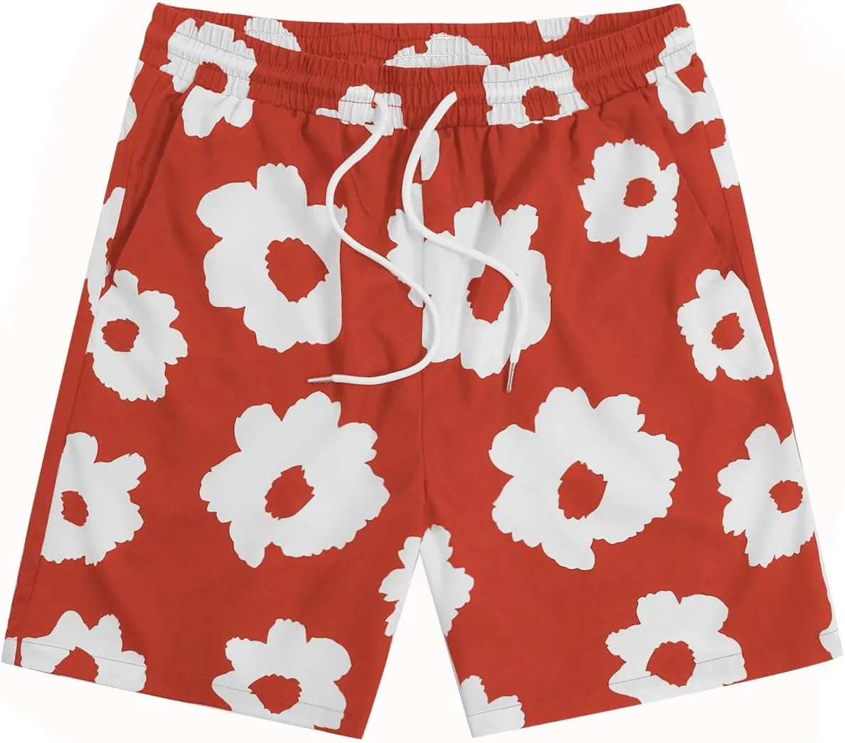 SOLY HUX Men's Floral Graphic Print Drawstring High Waist Shorts Casual Shorts with Pockets