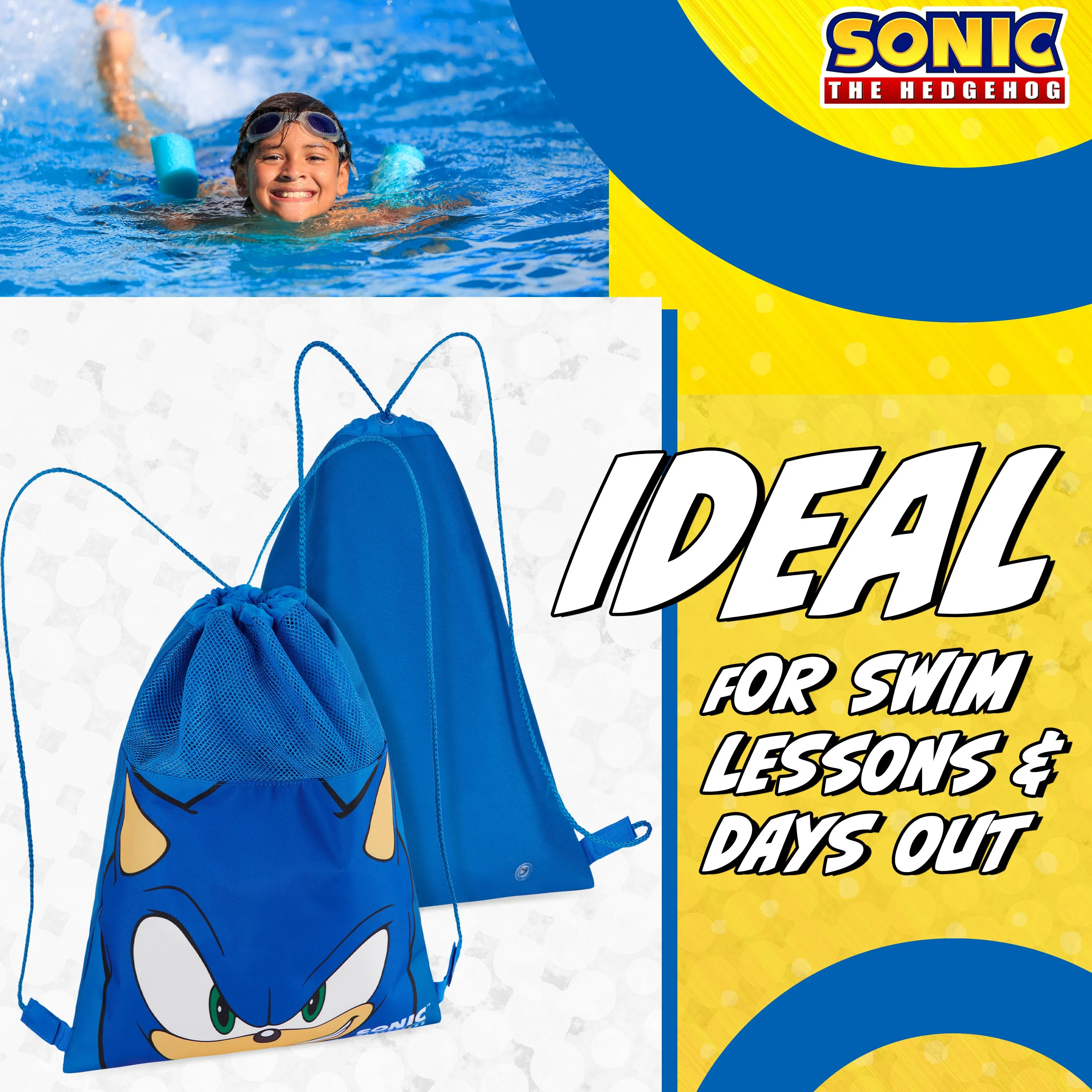 Sonic The Hedgehog Kids Drawstring Bags - Gamer Swimming Bag, School, Sports, PE Bag