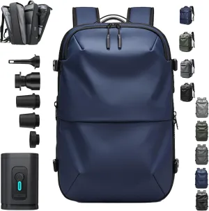 SpaceVac Backpack, Space Vac Travel Vacuum Bags, 60l Expandable Backpack, Water Resistant, Anti Theft, with Electric Air Pump (Prestige-Blue)