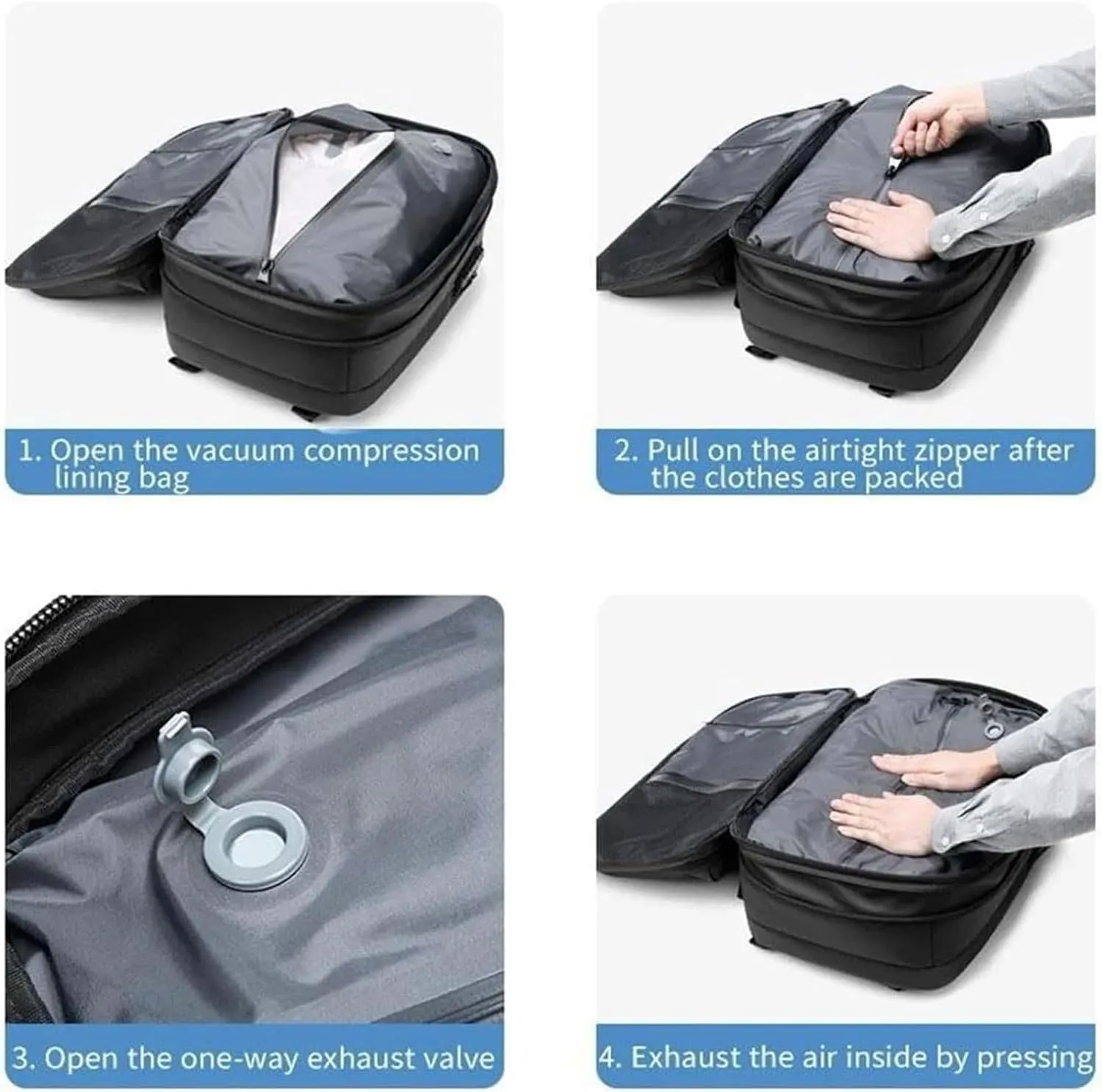 Spacevacpro Backpack, 60l Spacevac Pro Backpack with Vacuum, Multifunctional Waterproof Expandable Anti-Theft Pack (Black-1.0, Without Air Pump)