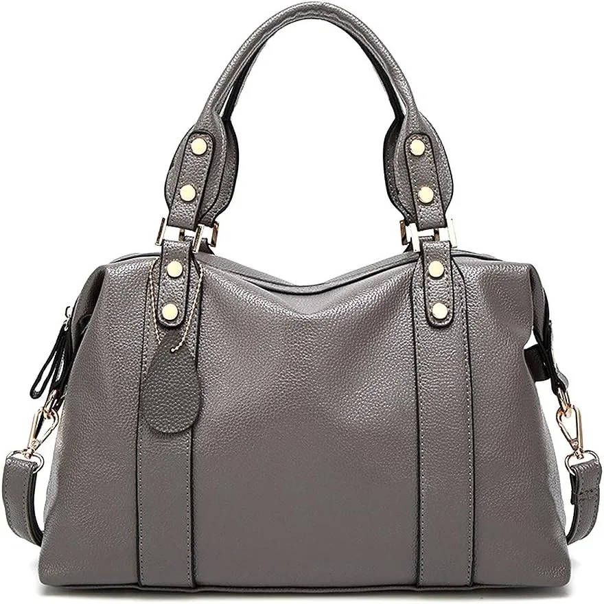 Spacious Women Fashion Barrel Bag Pebbled PU Leather Handbag Roomy Shoulder Satchel