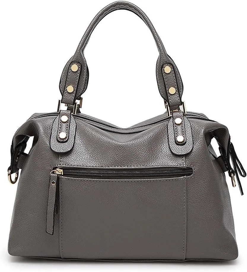 Spacious Women Fashion Barrel Bag Pebbled PU Leather Handbag Roomy Shoulder Satchel