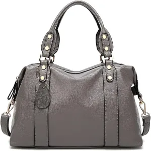 Spacious Women Fashion Barrel Bag Pebbled PU Leather Handbag Roomy Shoulder Satchel