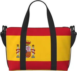Spanish Flag Women Travel Duffel Bag, Large Weekender Carry-On Tote, Gym Workout Bag,Mommy Hospital Bag