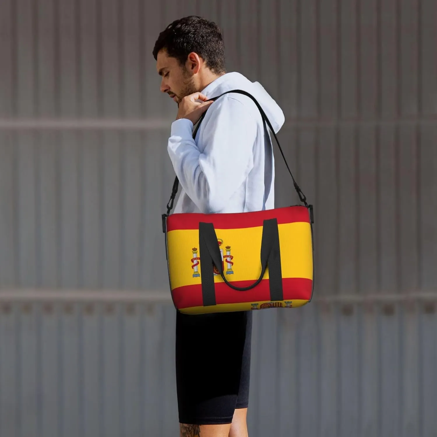Spanish Flag Women Travel Duffel Bag, Large Weekender Carry-On Tote, Gym Workout Bag,Mommy Hospital Bag