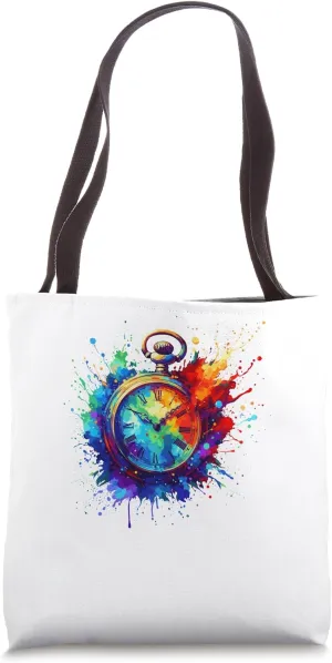Splash Art Vintage Pocket Watch Chain Retro Tote Bag