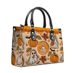 Spooky Vibe Print 3D Inflated Leather Handbag, Leather Wallet, Halloween Gift, Halloween Tote Bag for Women Holiday Gifts for Daughter Ladies Friend Coworker