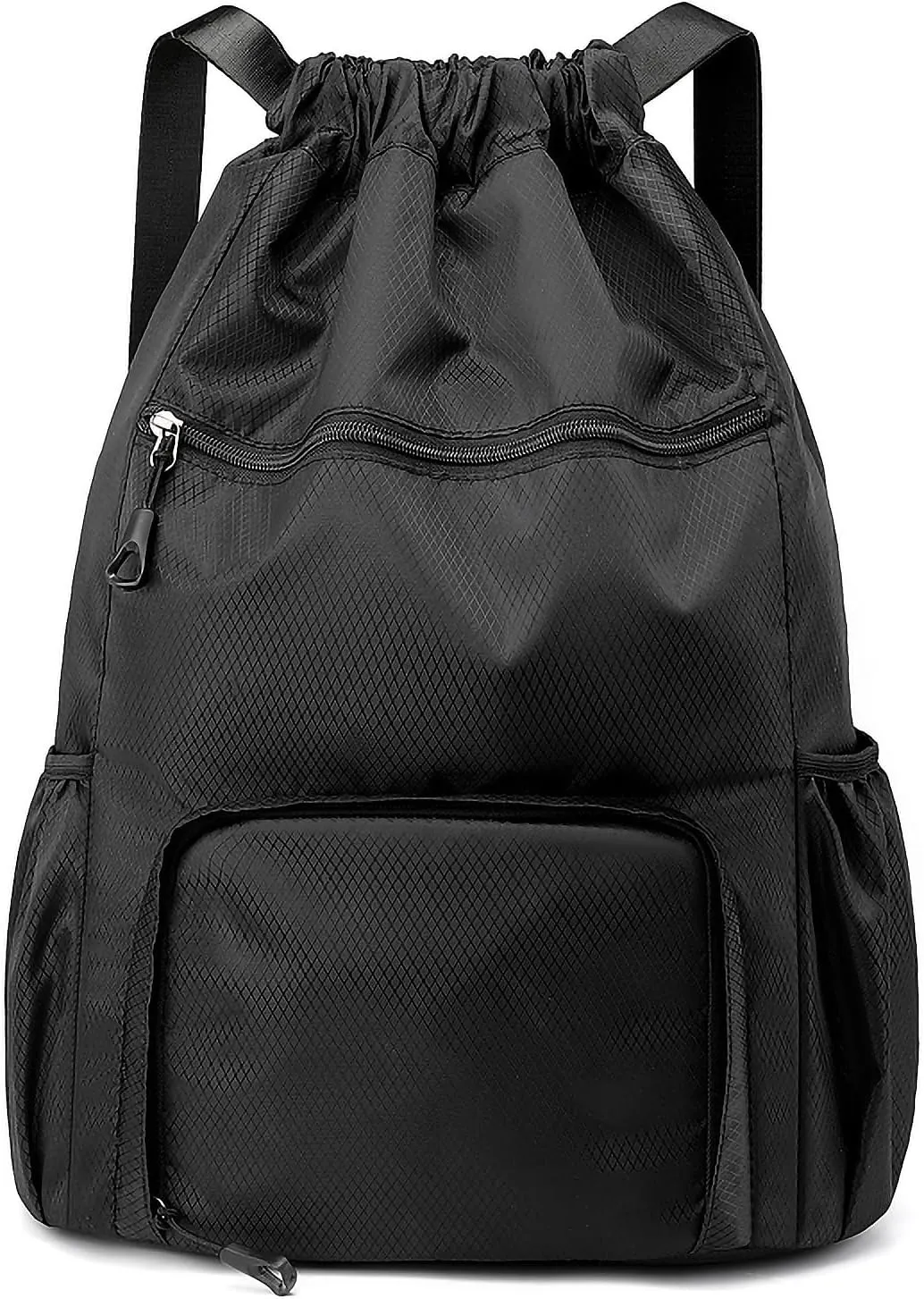Sports Drawstring Backpack Gym Sack with Shoe Compartment, Durable Oxford Fabric, Wet-Proof Pocket, Water-Resistant Cinch Bag for Men & Women, Foldable & Spacious Athletic Sackpack for Travel Fitness