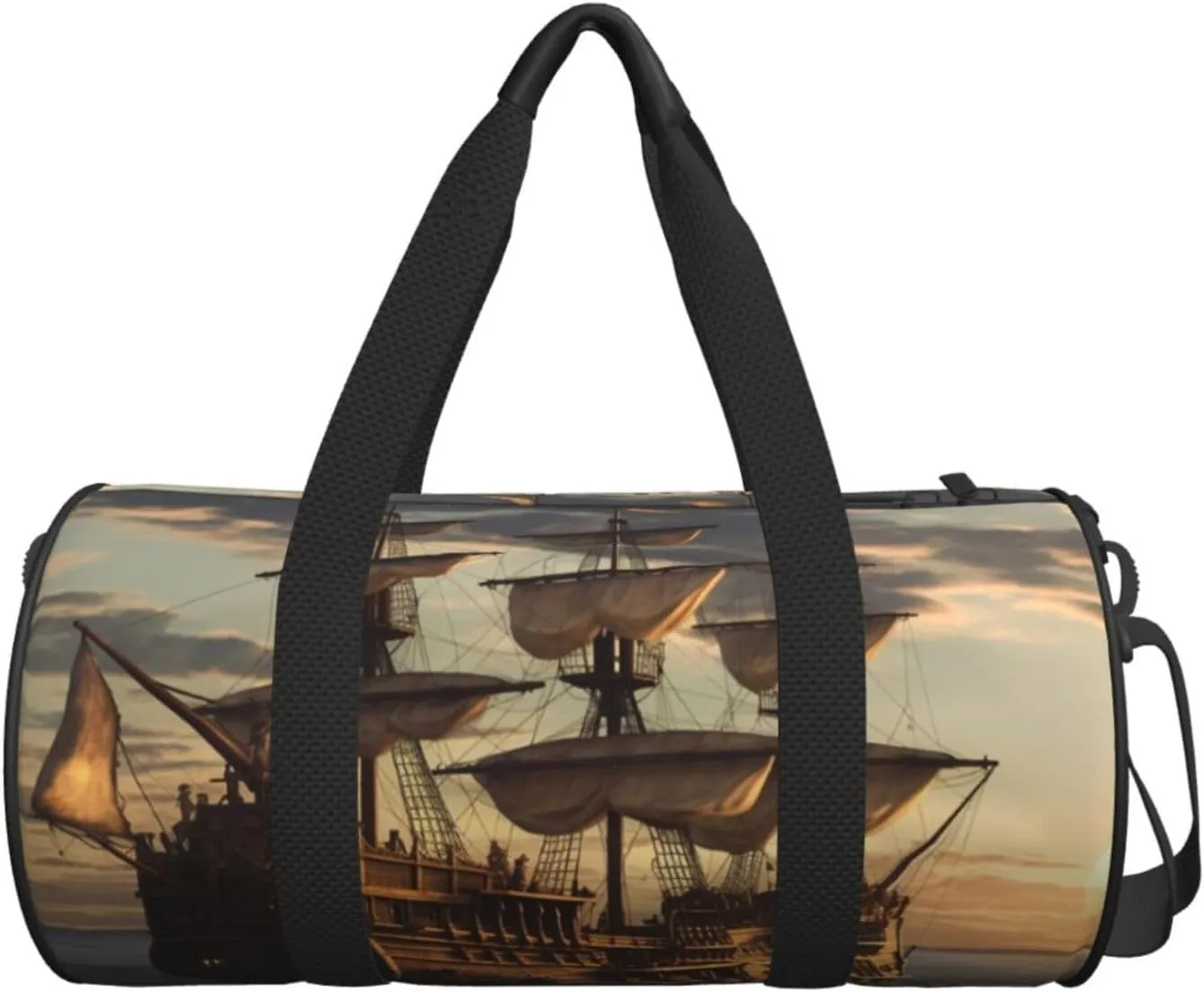 Sports Gym Bag for Women Men Travel Duffel Bag Tote Weekender Bag Carry on Overnight Bag for Travel Swimming Fitness Workout Sports Fantasy pirate ship Duffle Bag