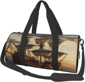 Sports Gym Bag for Women Men Travel Duffel Bag Tote Weekender Bag Carry on Overnight Bag for Travel Swimming Fitness Workout Sports Fantasy pirate ship Duffle Bag