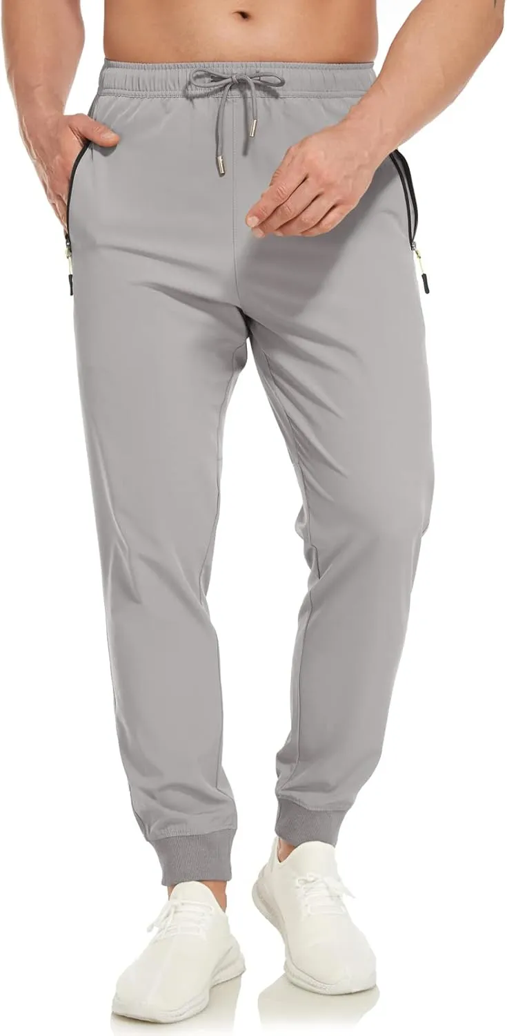 SPOSULEI Mens Joggers Lightweight Athletic Hiking Pants Quick Dry Running Track Gym Sweatpants with Zipper Pockets