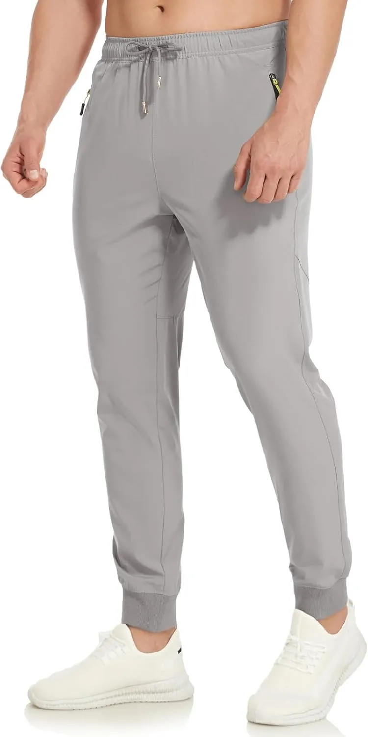 SPOSULEI Mens Joggers Lightweight Athletic Hiking Pants Quick Dry Running Track Gym Sweatpants with Zipper Pockets