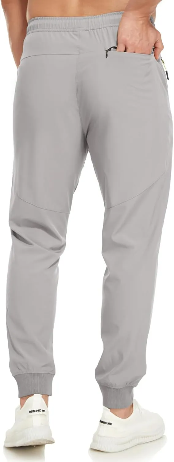 SPOSULEI Mens Joggers Lightweight Athletic Hiking Pants Quick Dry Running Track Gym Sweatpants with Zipper Pockets