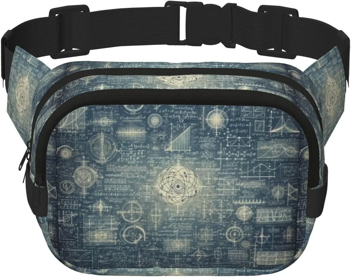 Square Double-Layer Physics-Formula-Blue Waist Bag Large Crossbody Fanny Pack For Travel Walking Running
