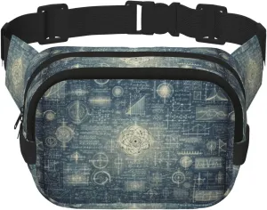 Square Double-Layer Physics-Formula-Blue Waist Bag Large Crossbody Fanny Pack For Travel Walking Running