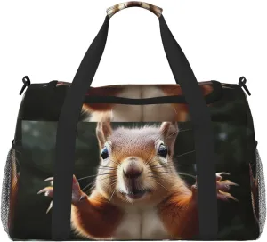 Squirrel Funny Animal Travel Duffel Bag Lightweight Waterproof Carry On Tote Bag Foldable Weekender Overnight Bags Sport Gym Bag For Women Men