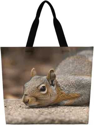 Squirrel Just Laying Tote Bag Large Women Casual Shoulder Bag Reusable Grocery Bag Fasion Handbag for Office Shopping Travel