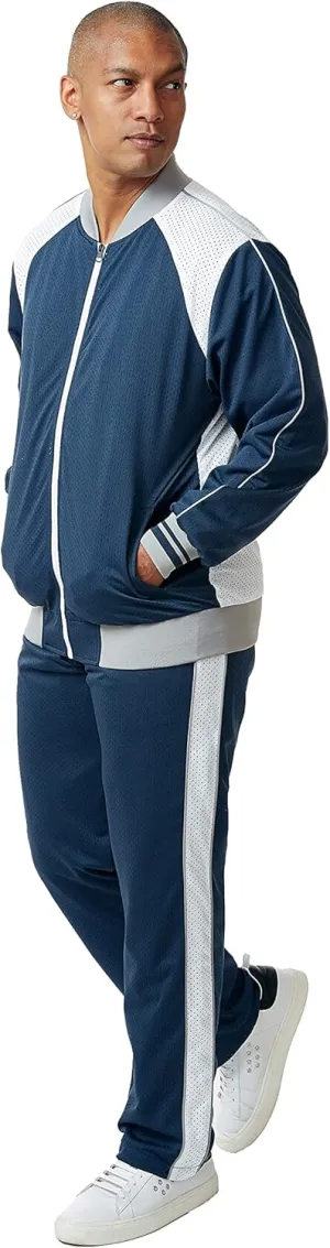 STACY ADAMS Men’s 2pc Mesh Sport-Casual Zip Tracksuit