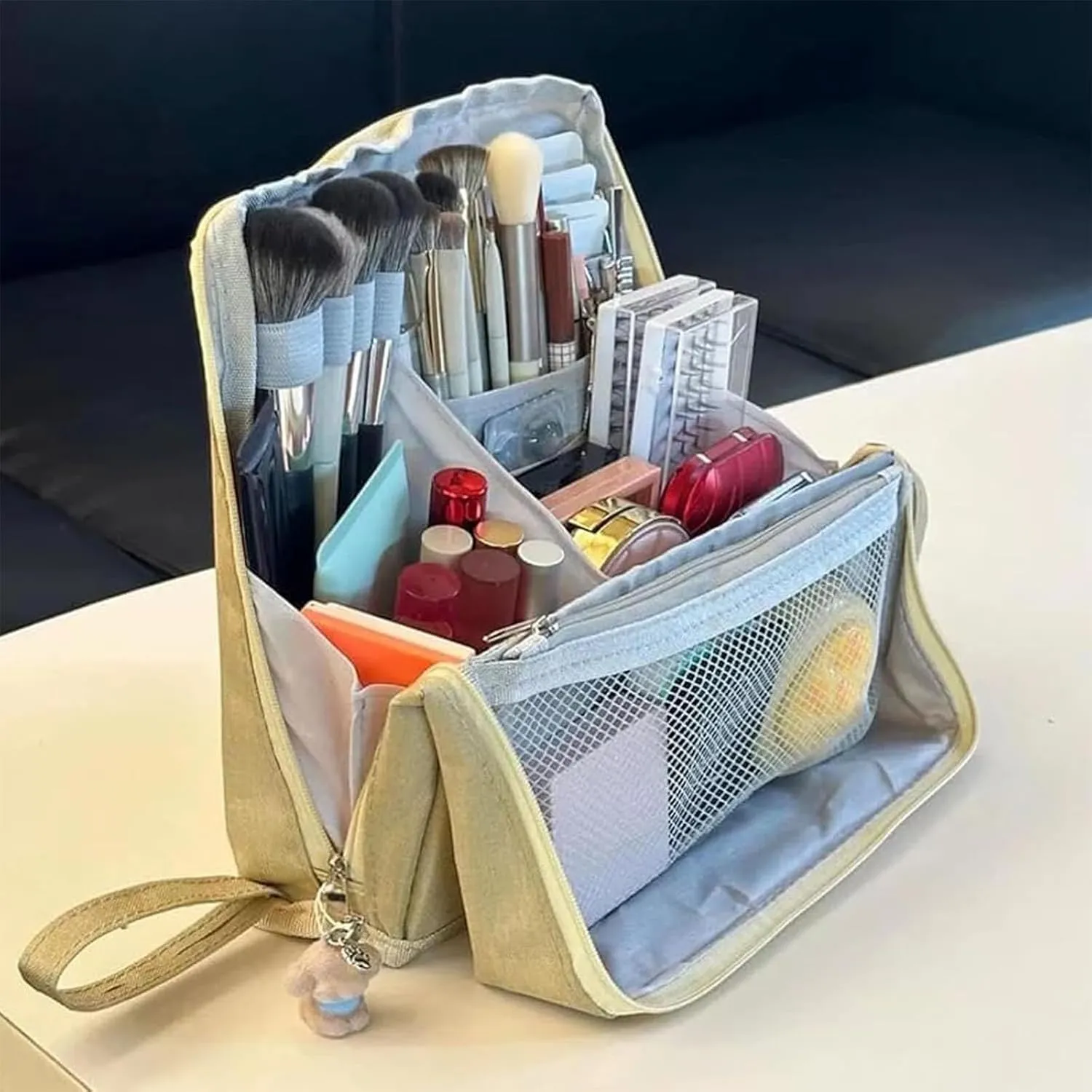 Standing Makeup Bag – Portable, Large Capacity, Multi-purpose Large Capacity Oxford Cloth Standing Makeup Bag (1 Dark)