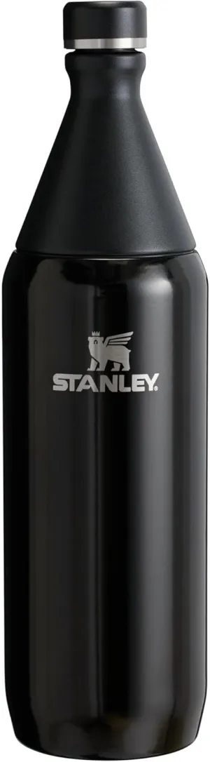Stanley All Day Slim Bottle 34 oz | Leakproof Twist on Lid | Slim Design for Travel and Gym | Insulated Stainless Steel Water Bottle | BPA-Free | Black Gloss