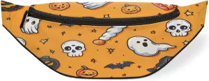 Stars Skulls Bats Pumpkins Fanny Pack for Women Men Waist Pack Crossbody Bag with Adjustable Belt for Travel Hiking Running Cycling Festivals