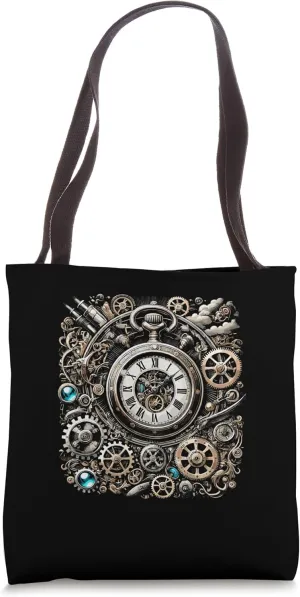 Steampunk Watch Cogwheel Pocket Clock Gears for Inventors Tote Bag