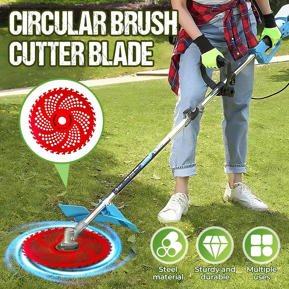 Steel Wire Grass Trimmer Head, 2025 New 9 Inch Saw Blade, Durable Universal Adapter Kit, Multi-Functional Brush Cutter Accessory for Garden Maintenance, Replacement Blade for Homeowners (Red)