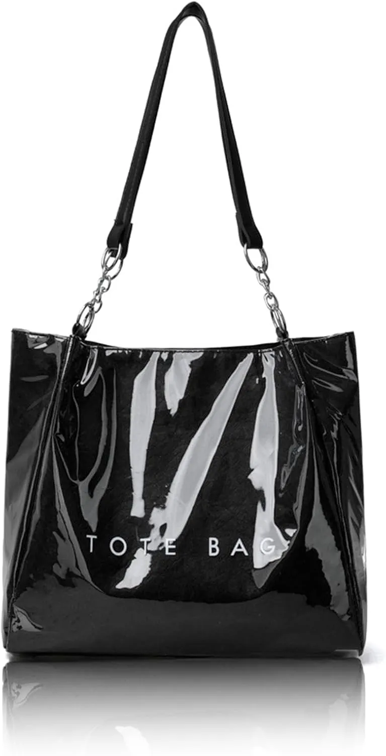 Stellaya Womens Letters Print Tote Bag, 2025 New Women's PVC Kraft Paper Tote Bag, for Handbag or Shoulder