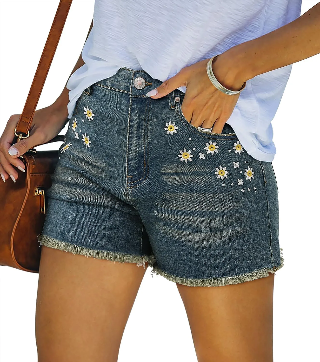 StunShow Women's Denim Shorts Mid Waist Jean Short
