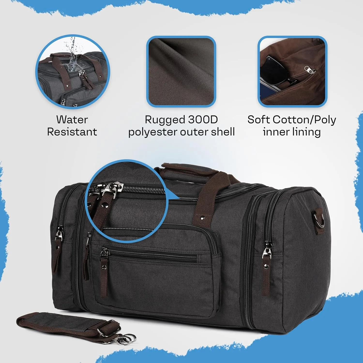 Stylish Duffle Bag for Travel – Expandable to 40L Lightweight and Waterproof Weekender Bag with Multiple Pockets and Adjustable Shoulder Strap for Men & Women – A Premium Carry On Duffle Bag