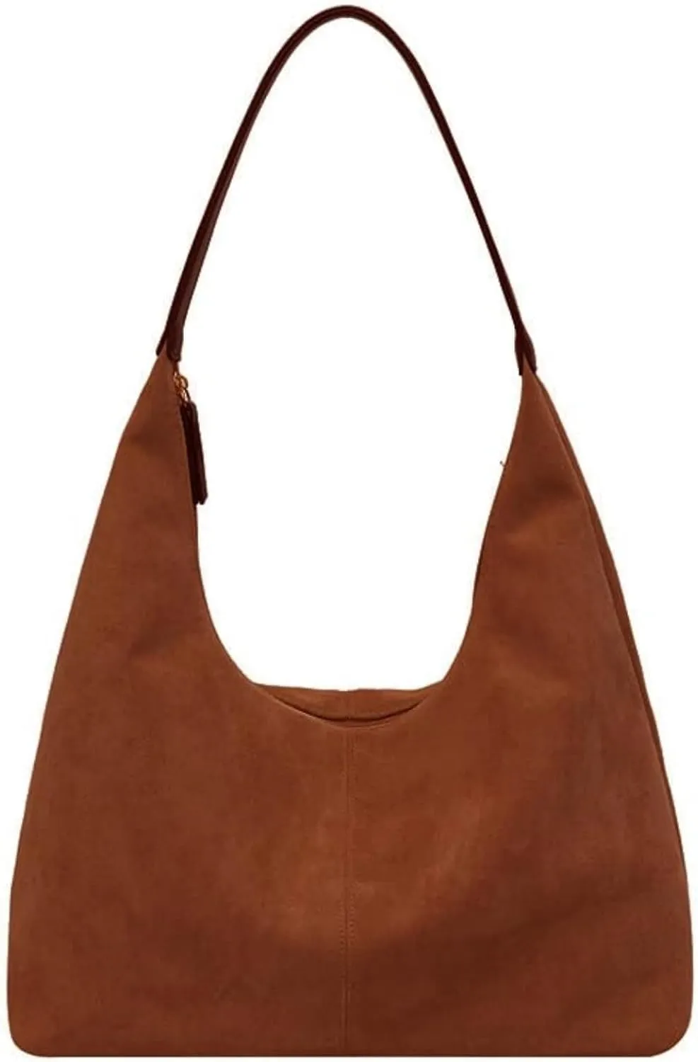 Suede Tote Bag Women Fall Winter Vintage Casual Handbag PU Strap Zip Slip Pocket Matte Shoulder Bag