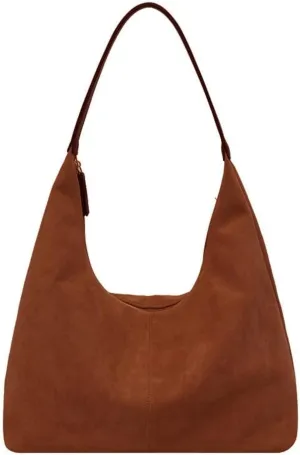 Suede Tote Bag Women Fall Winter Vintage Casual Handbag PU Strap Zip Slip Pocket Matte Shoulder Bag