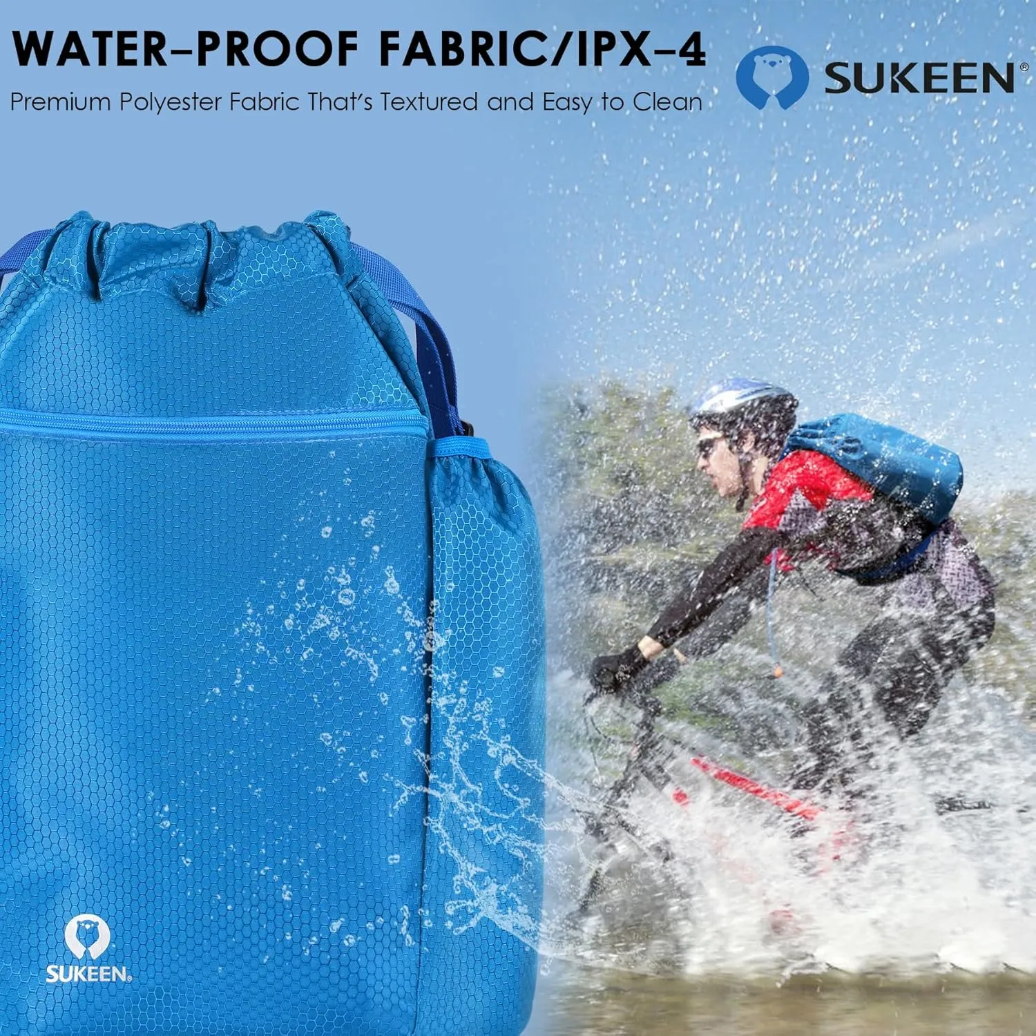 Sukeen Drawstring Backpack Swim Bag Lightweight String Backpack for Beach Pickleball Swimming Pool Gym Workout Gear Sport