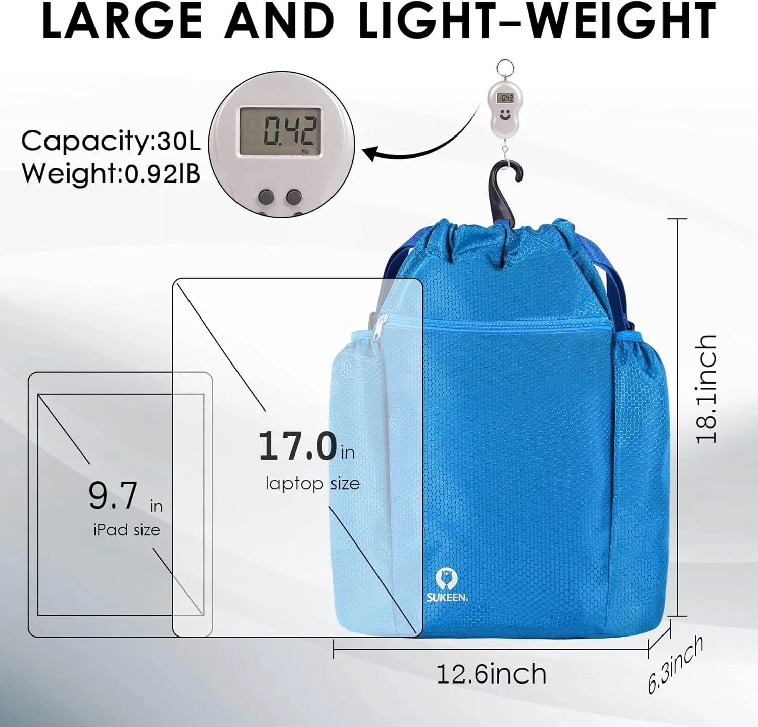 Sukeen Drawstring Backpack Swim Bag Lightweight String Backpack for Beach Pickleball Swimming Pool Gym Workout Gear Sport