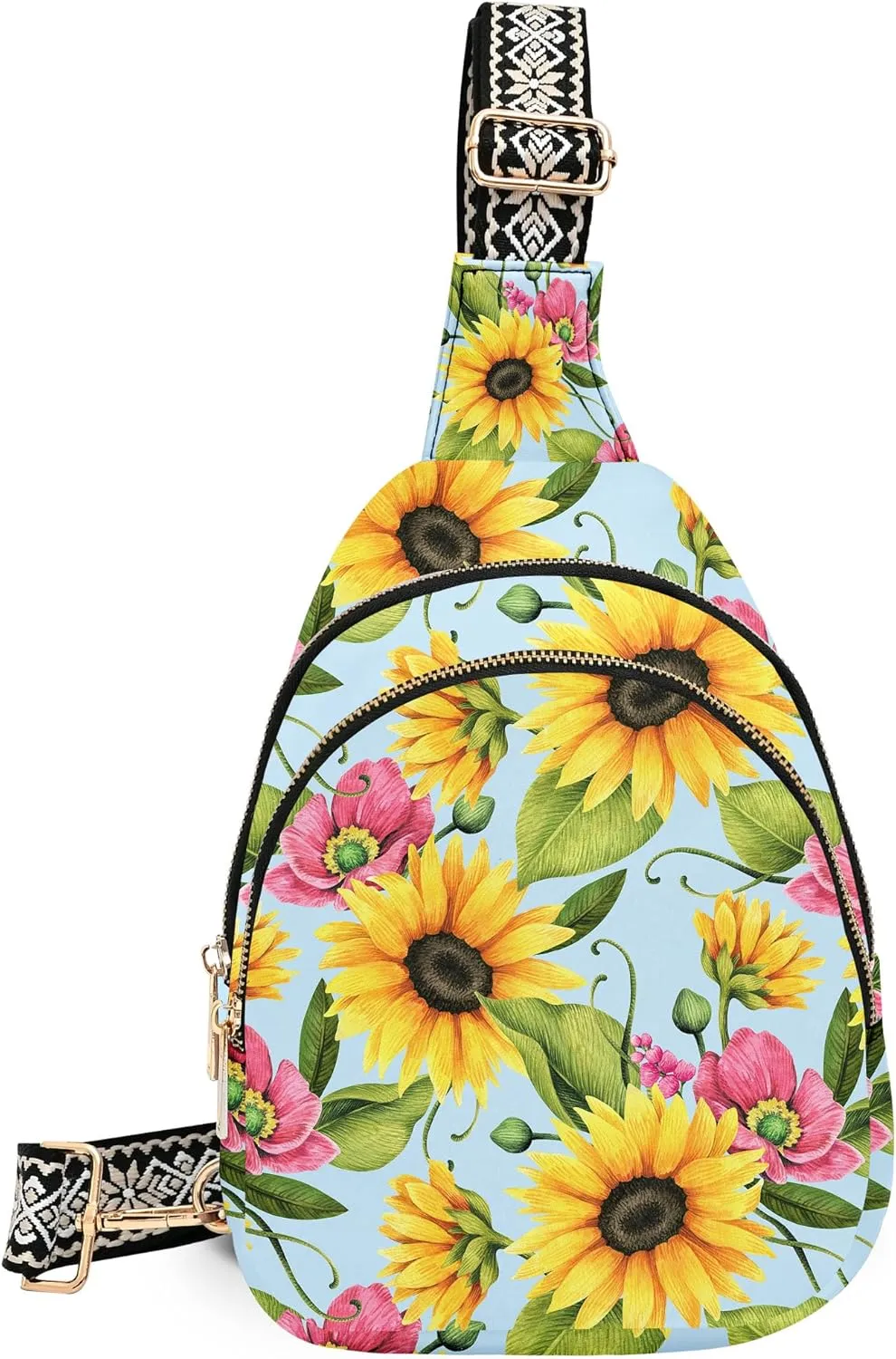 Sunflower Small Sling Bag for Women Leather Fanny Pack Travel Crossbody Backpack Fashion Chest Bags Outdoor
