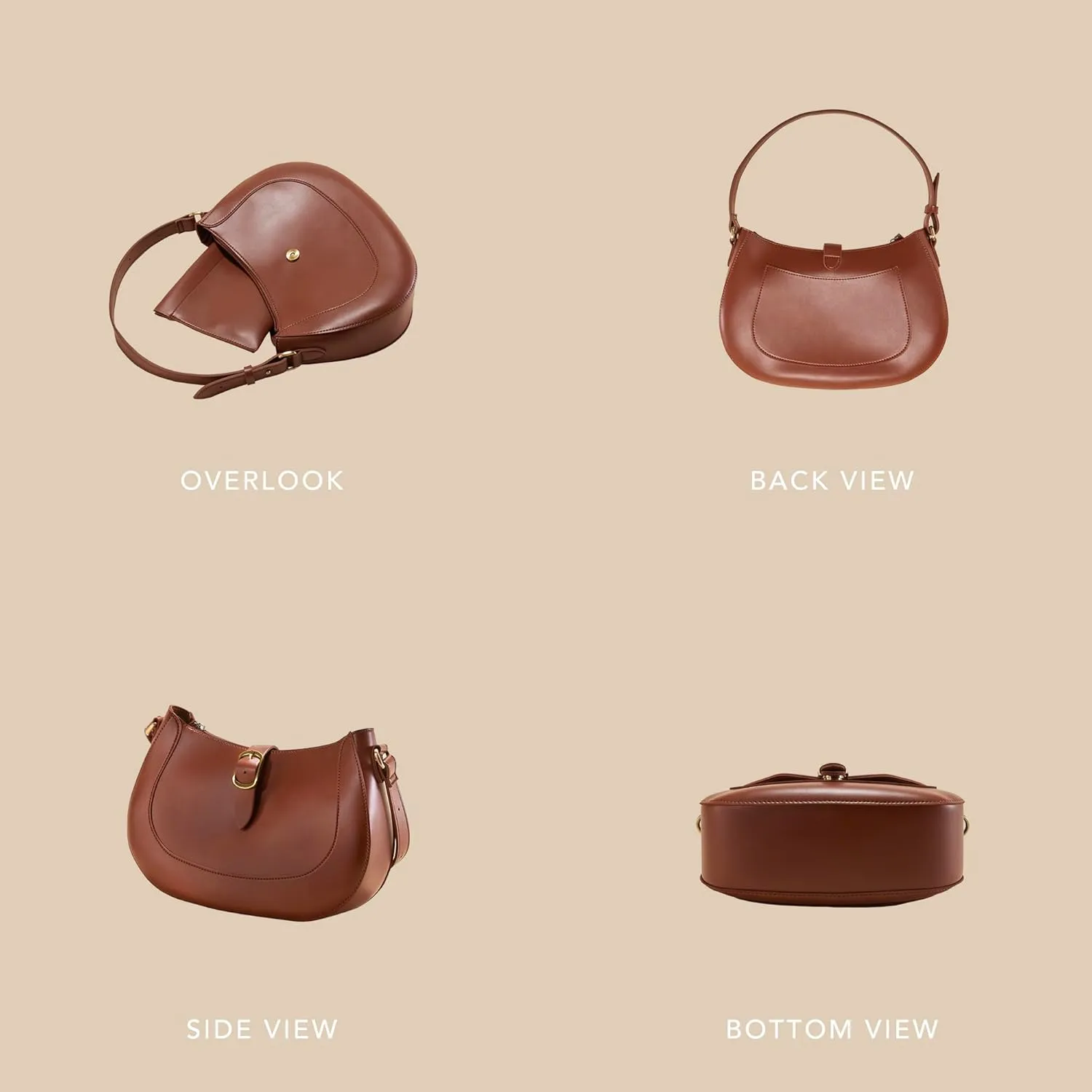 SUNLIGHT LEAVES Vintage Vegan Leather Crescent Hobo Bag For Women Lunar Shoulder Purse Satchel Under Arm Lady Handbag